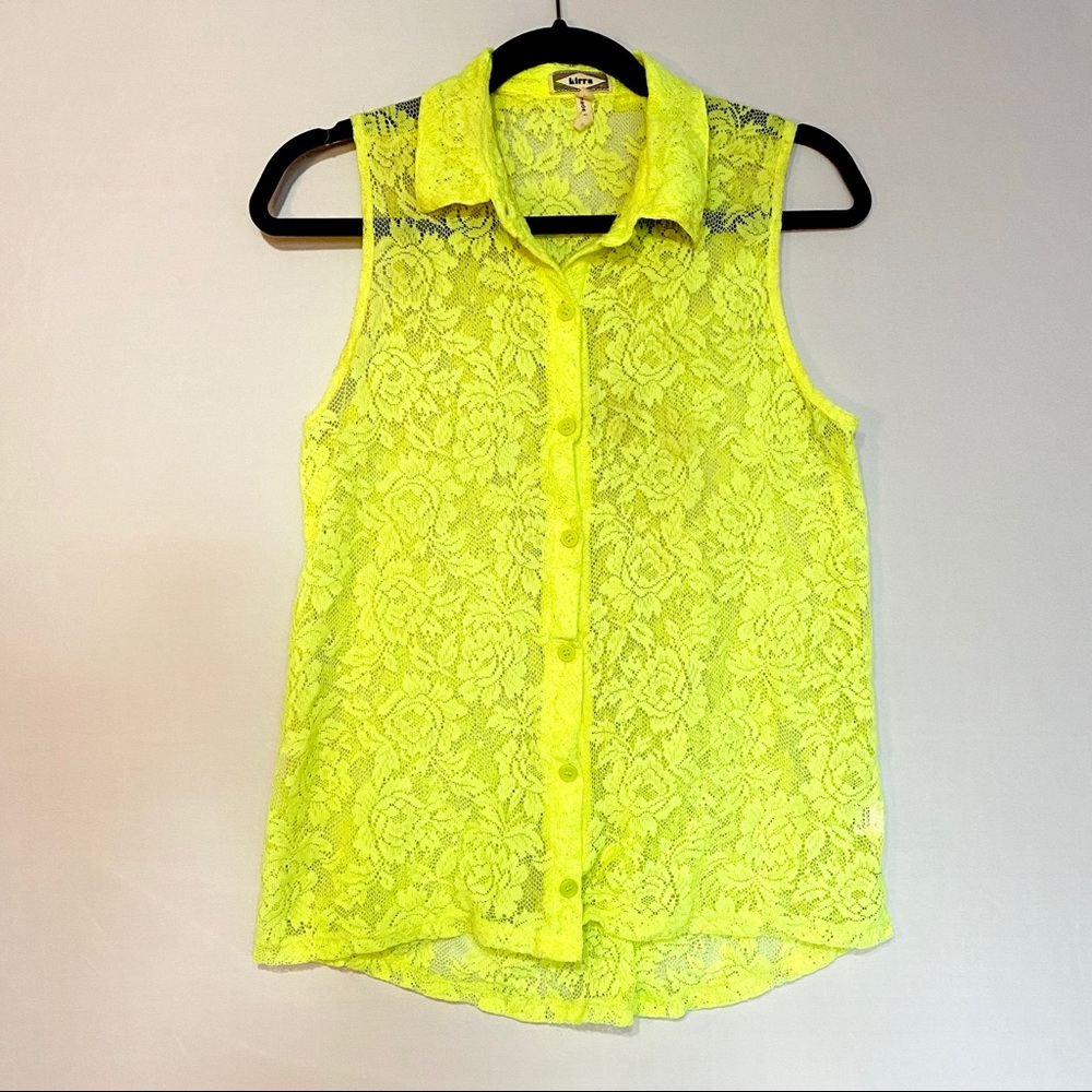 Lace button down tank top